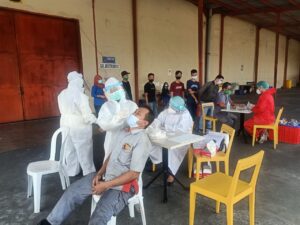 AKP Agung nugroho,SH Pimpin Langsung Giat Pengamanan Rapid Test Antigen/Swab Karyawan PT. INDRA GRAHA