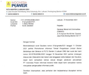 LSM GMAKS “Soal Limbah B3 PLTU Banten 2