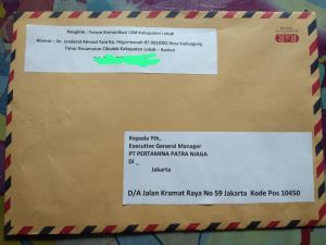 FK-LSM Lebak surati SPBU Kadu Batara ke PT Pertamina Jakarta.