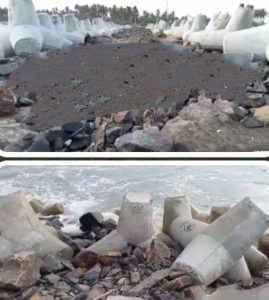 Proyek Pembangunan Penahan Gelombang Break Water Diduga Mangkrak.