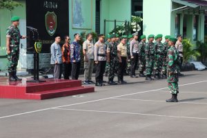 Kapolres Lebak Hadiri Apel Gelar Pasukan Kesiapan Jelang Pemilu 2024 di Kodim 0603 Lebak.