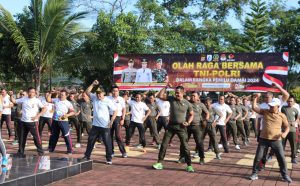 Kapolres Lebak dan Forkompinda Adakan Olahraga Bersama TNI/Polri di Lapangan Mapolres Lebak