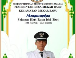 Kepala Desa Mekar Baru, Kecamatan Mekar Baru, Kabupaten Tangerang, Suja’i, Mengucapkan Selamat Hari Raya Idhul Fitri 1446 H