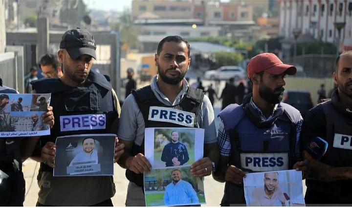 Jurnalis di Gaza Gelar Unjuk Rasa