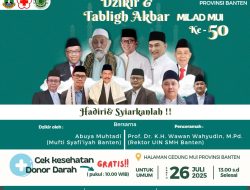 Milad Emas Ke-50, MUI Banten Akan Gelar Dzikir dan Tabligh Akbar