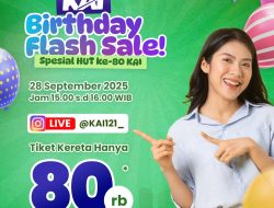 KAI Hadirkan Promo Spesial HUT ke-80: Birthday Sale Diskon 20 Persen & Flash Sale Tiket Rp80 Ribu